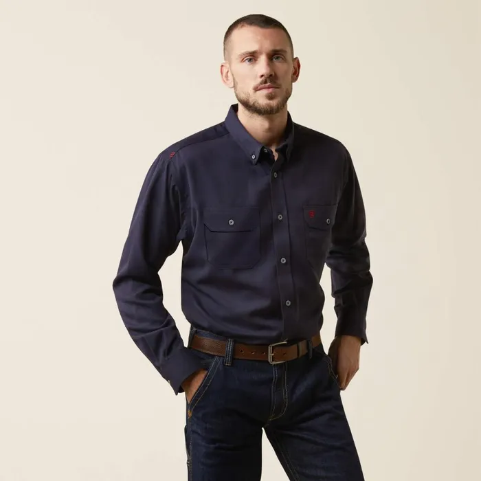 FR Air Inherent Work Shirt Navy Heather Men Ariat Button Down Shirts