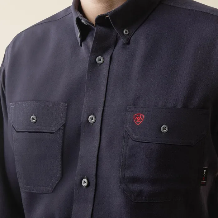 FR Air Inherent Work Shirt Navy Heather Men Ariat Button Down Shirts FR Air Inherent Work Shirt Navy Heather Men Ariat Button Down Shirts