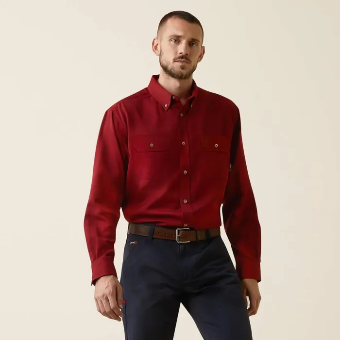 FR Air Inherent Work Shirt Red Heather Men Ariat Button Down Shirts