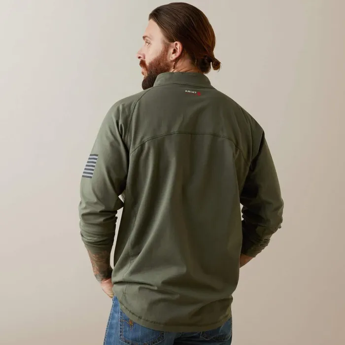 FR Combat Stretch Patriot 14 Zip Work Shirt Dark Sage Men Ariat Workwear FR Combat Stretch Patriot 14 Zip Work Shirt Dark Sage Men Ariat Workwear