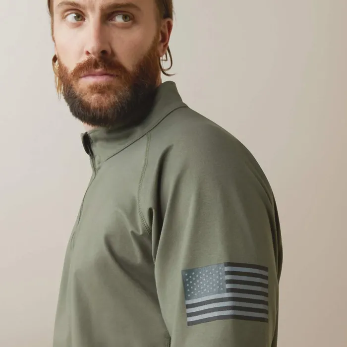 FR Combat Stretch Patriot 14 Zip Work Shirt Dark Sage Men Ariat Workwear FR Combat Stretch Patriot 14 Zip Work Shirt Dark Sage Men Ariat Workwear
