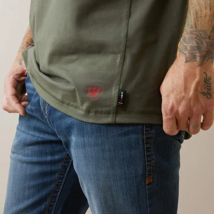 FR Combat Stretch Patriot 14 Zip Work Shirt Dark Sage Men Ariat Workwear FR Combat Stretch Patriot 14 Zip Work Shirt Dark Sage Men Ariat Workwear