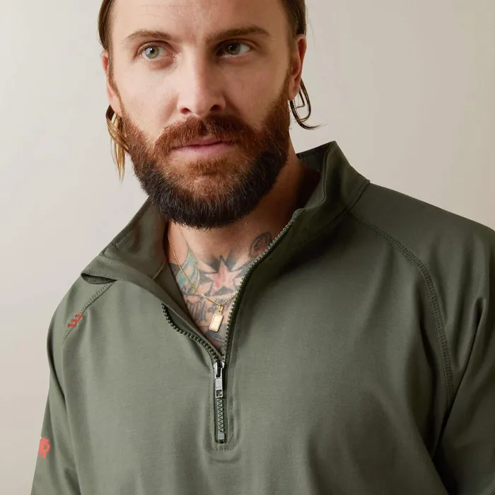 FR Combat Stretch Patriot 14 Zip Work Shirt Dark Sage Men Ariat Workwear FR Combat Stretch Patriot 14 Zip Work Shirt Dark Sage Men Ariat Workwear