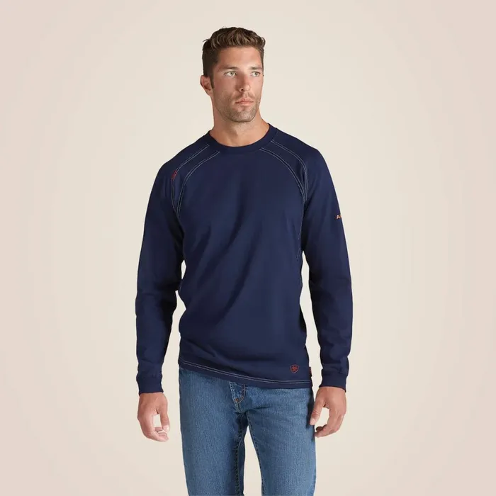 FR Work Crew TShirt Navy Men Ariat TShirts and Polos