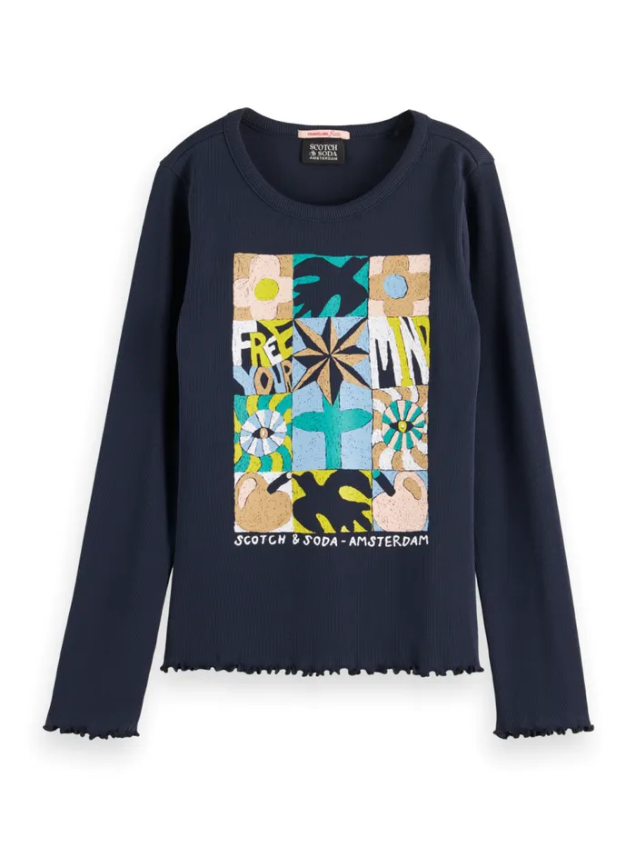 FREE MIND LONG SLEEVE RIB TSHIRT Night Kids Scotch and Soda TShirts and Tops