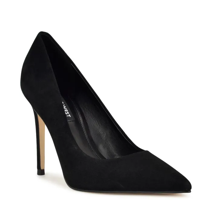 Fresh Pointy Toe Pumps Black Suede Women Nine West High