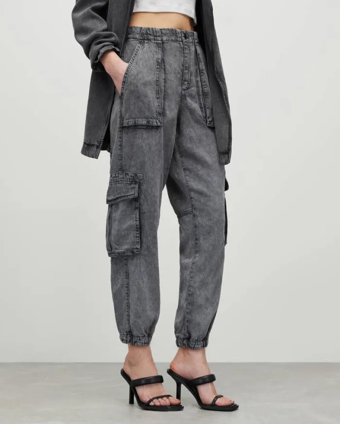 Frieda HighRise Denim Cargo Pants Anthracite Women AllSaints Pants and Leggings Frieda HighRise Denim Cargo Pants Anthracite Women AllSaints Pants and Leggings