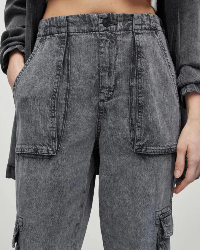 Frieda HighRise Denim Cargo Pants Anthracite Women AllSaints Pants and Leggings Frieda HighRise Denim Cargo Pants Anthracite Women AllSaints Pants and Leggings