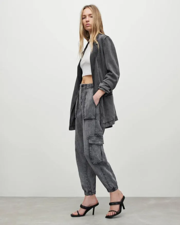 Frieda HighRise Denim Cargo Pants Anthracite Women AllSaints Pants and Leggings Frieda HighRise Denim Cargo Pants Anthracite Women AllSaints Pants and Leggings