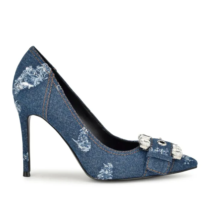 Fulu Embellished Dress Pumps Denim Women Nine West Pumps