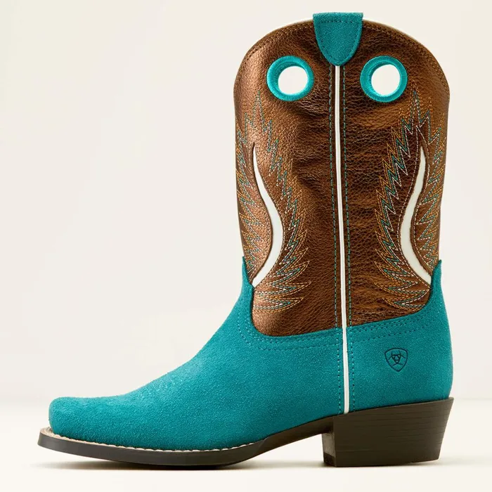 Futurity Fort Worth Western Boot Teal Suedegilded Mocha Kids Ariat Big Kids039 Footwear Futurity Fort Worth Western Boot Teal Suedegilded Mocha Kids Ariat Big Kids039 Footwear