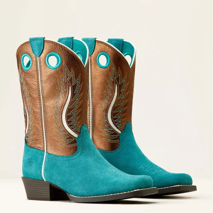 Futurity Fort Worth Western Boot Teal Suedegilded Mocha Kids Ariat Big Kids039 Footwear Futurity Fort Worth Western Boot Teal Suedegilded Mocha Kids Ariat Big Kids039 Footwear