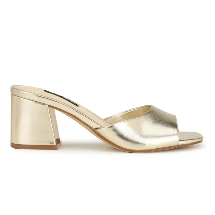 Gagen Slide Sandals Platino Women Nine West Heeled