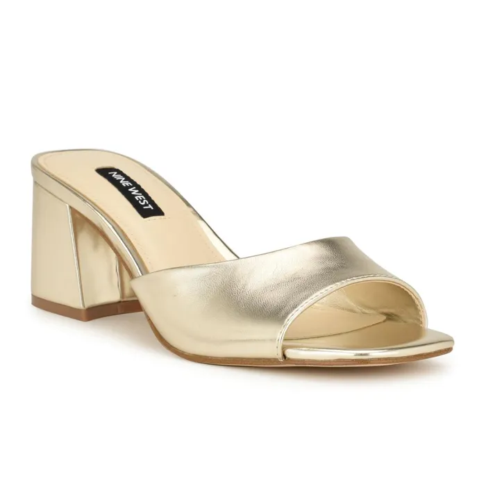 Gagen Slide Sandals Platino Women Nine West Heeled Gagen Slide Sandals Platino Women Nine West Heeled