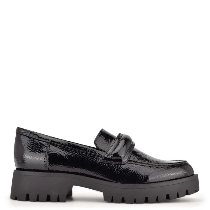 Garren Lug Sole Loafers Black Women Nine West Loafers and Tailored Flats