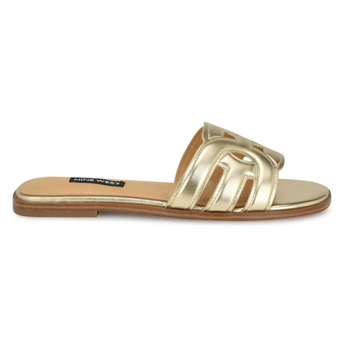 Geena Flat Slide Sandals Platino Women Nine West Casual