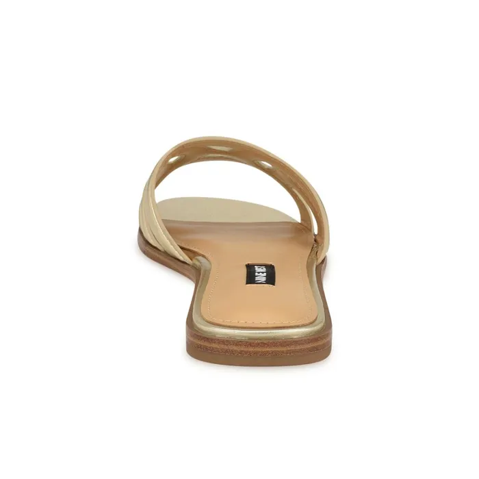 Geena Flat Slide Sandals Platino Women Nine West Casual Geena Flat Slide Sandals Platino Women Nine West Casual