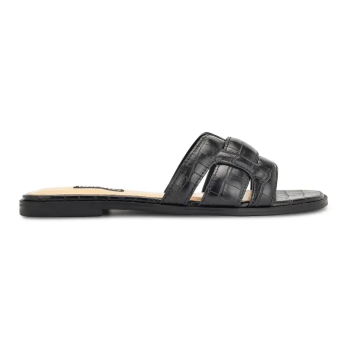 Germani Flat Slide Sandals Jet Black Women Nine West Flats