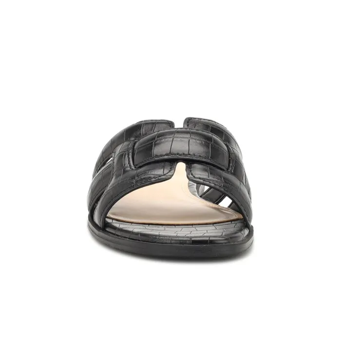 Germani Flat Slide Sandals Jet Black Women Nine West Flats Germani Flat Slide Sandals Jet Black Women Nine West Flats