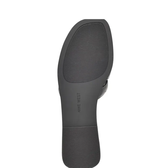 Germani Flat Slide Sandals Jet Black Women Nine West Flats Germani Flat Slide Sandals Jet Black Women Nine West Flats