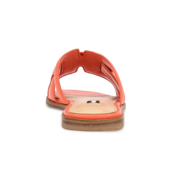 Germani Flat Slide Sandals Orange Croco Women Nine West Flats Germani Flat Slide Sandals Orange Croco Women Nine West Flats