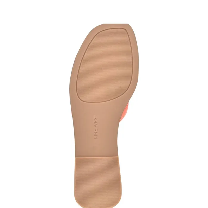 Germani Flat Slide Sandals Orange Croco Women Nine West Flats Germani Flat Slide Sandals Orange Croco Women Nine West Flats