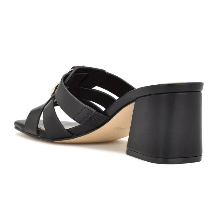 Gipper Heeled Slide Sandals Black Women Nine West Low Heel Gipper Heeled Slide Sandals Black Women Nine West Low Heel