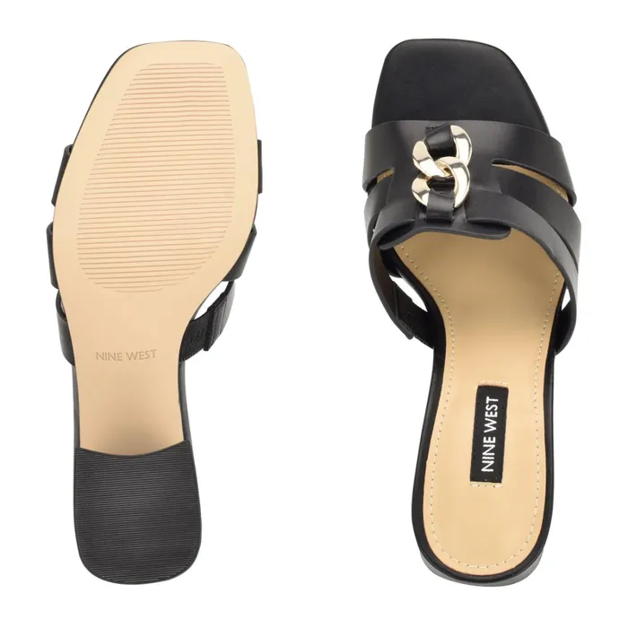 Gipper Heeled Slide Sandals Black Women Nine West Low Heel Gipper Heeled Slide Sandals Black Women Nine West Low Heel