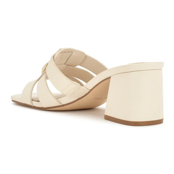 Gipper Heeled Slide Sandals Chic Cream Women Nine West Low Heel Gipper Heeled Slide Sandals Chic Cream Women Nine West Low Heel