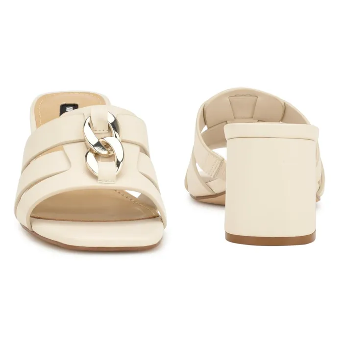 Gipper Heeled Slide Sandals Chic Cream Women Nine West Low Heel Gipper Heeled Slide Sandals Chic Cream Women Nine West Low Heel