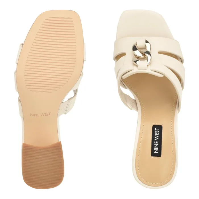 Gipper Heeled Slide Sandals Chic Cream Women Nine West Low Heel Gipper Heeled Slide Sandals Chic Cream Women Nine West Low Heel