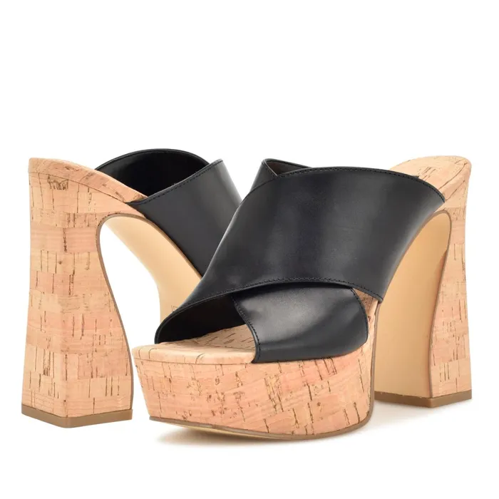Girlz Platform Sandals Black Natural Women Nine West High Heels Girlz Platform Sandals Black Natural Women Nine West High Heels