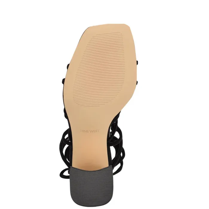 Glaven Ankle Wrap Sandals Black Suede Women Nine West High Heels