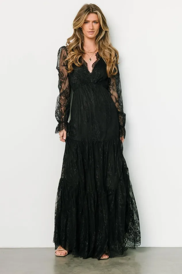 Gloria Lace Maxi Dress Black Women Baltic Born Bump Friendly