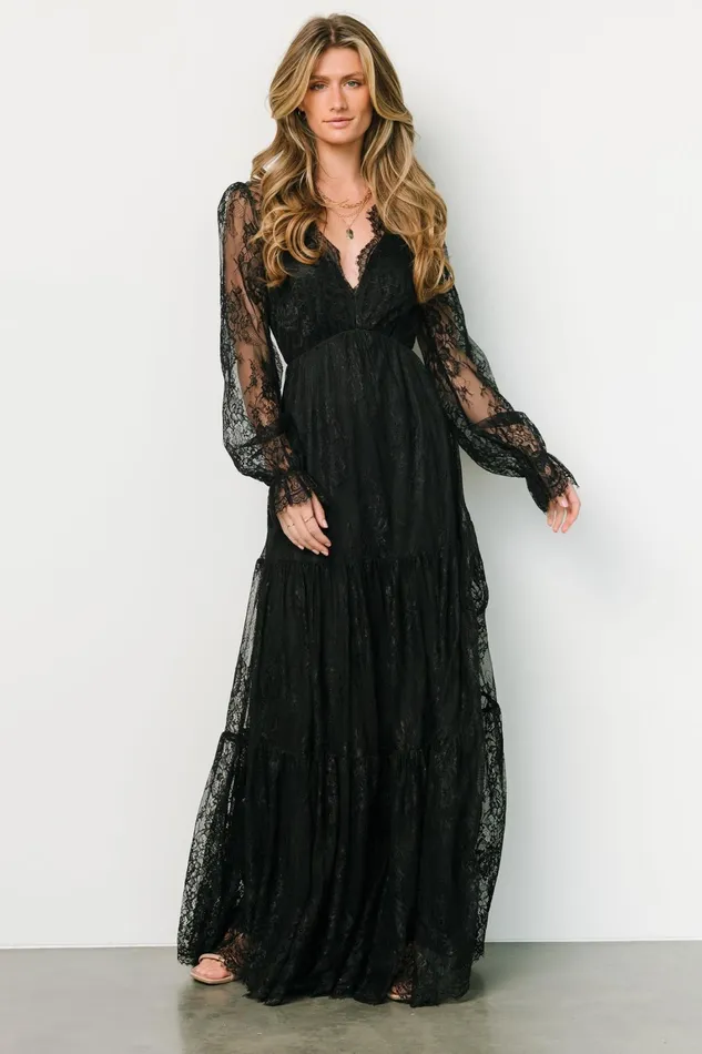 Gloria Lace Maxi Dress Black Women Baltic Born Bump Friendly