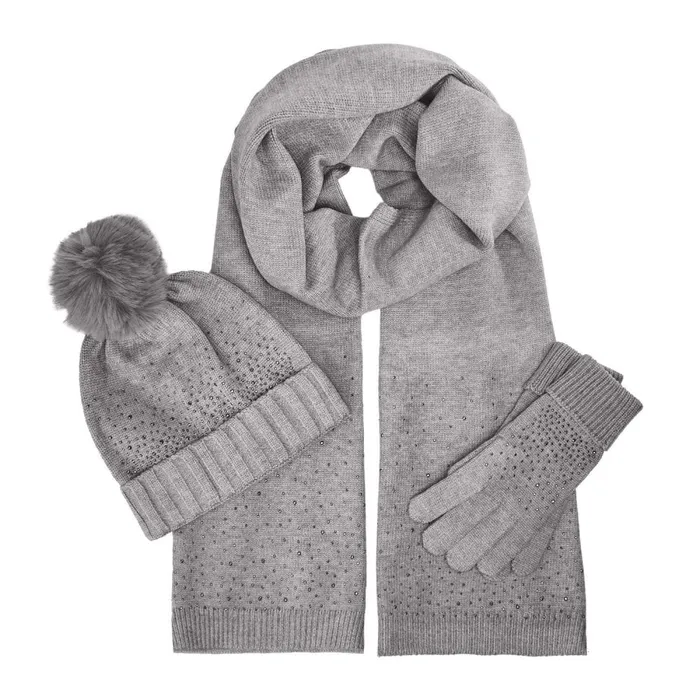 Gloves Women Moda In Pelle Praticiogiftset Grey Textile