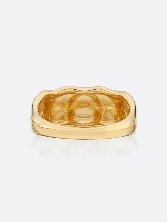 Golden Waves Pav Diamond Band Ring Yellow Gold Women Brochu Walker Fine Jewelry