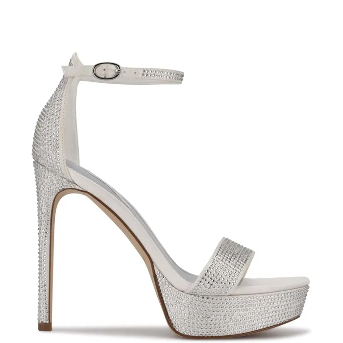 Goout Platform Sandals White Satin Women Nine West Platforms