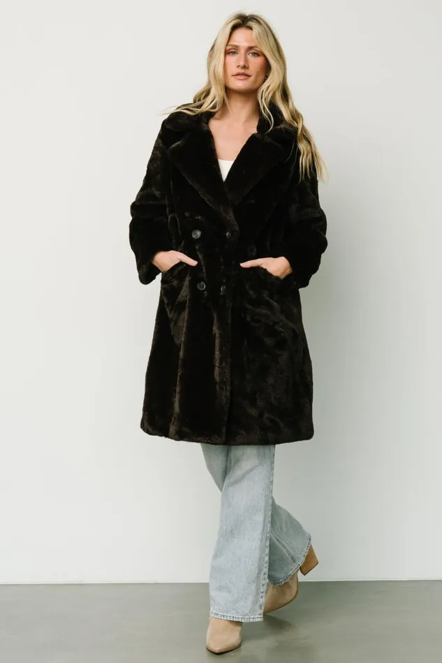 Graham Long Faux Fur Coat Deep Brown Women Baltic Born Outerwear