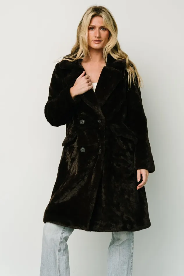 Graham Long Faux Fur Coat Deep Brown Women Baltic Born Outerwear