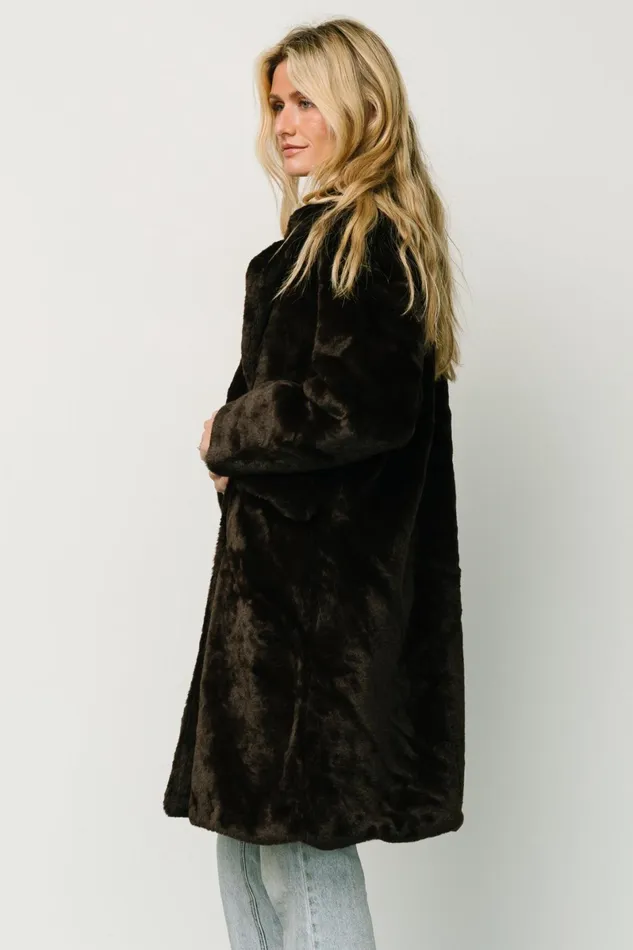 Graham Long Faux Fur Coat Deep Brown Women Baltic Born Outerwear