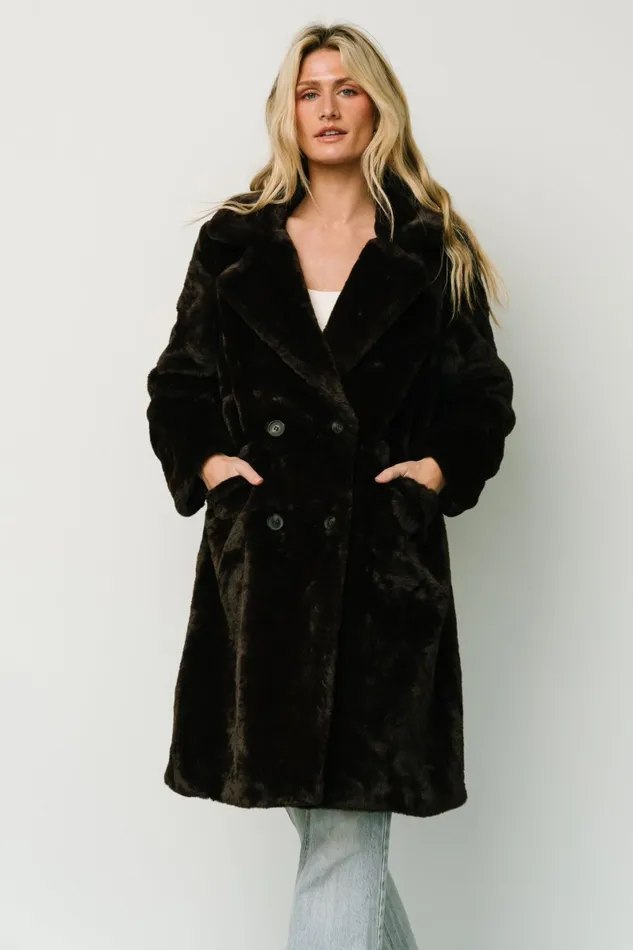 Graham Long Faux Fur Coat Deep Brown Women Baltic Born Outerwear