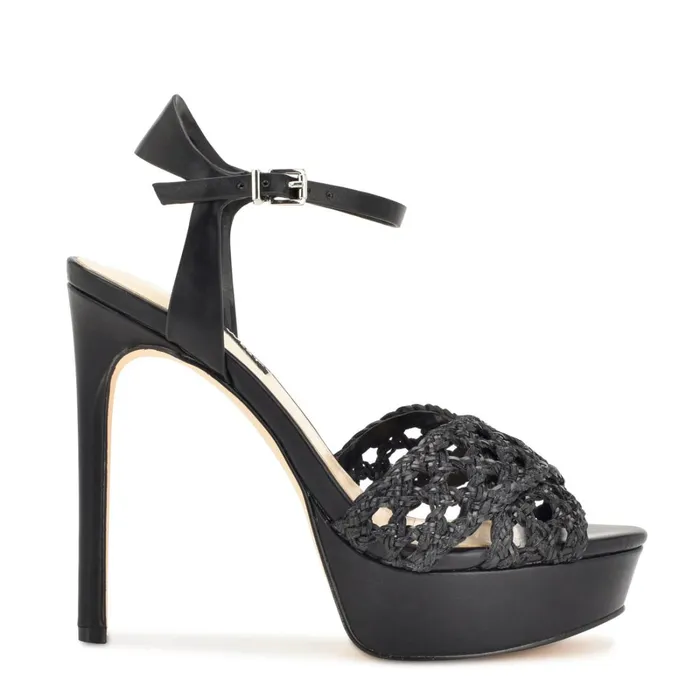 Grecia Platform Sandals Black Women Nine West High Heels