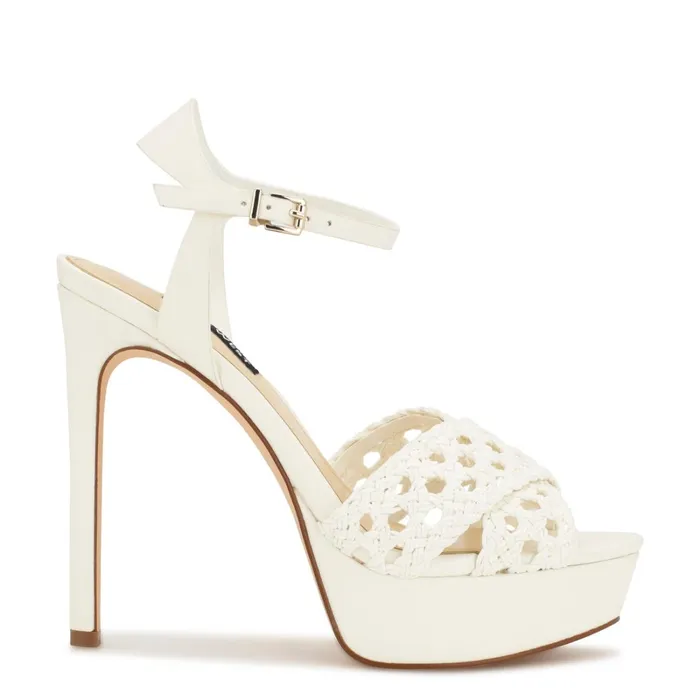 Grecia Platform Sandals White Women Nine West Dress