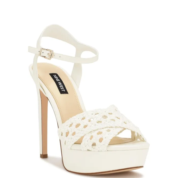 Grecia Platform Sandals White Women Nine West High Heels