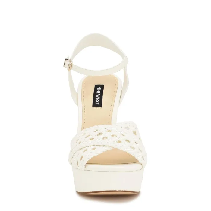 Grecia Platform Sandals White Women Nine West High Heels