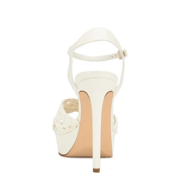 Grecia Platform Sandals White Women Nine West High Heels