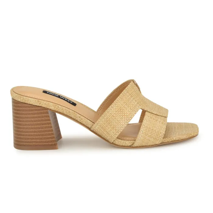 Griselda Block Heel Sandals Light Natural Raffia Women Nine West Low Heel