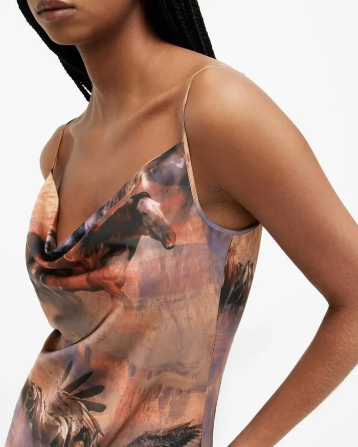 Hadley Colca Print Midi Slip Dress Canyon Purple Women AllSaints Dresses