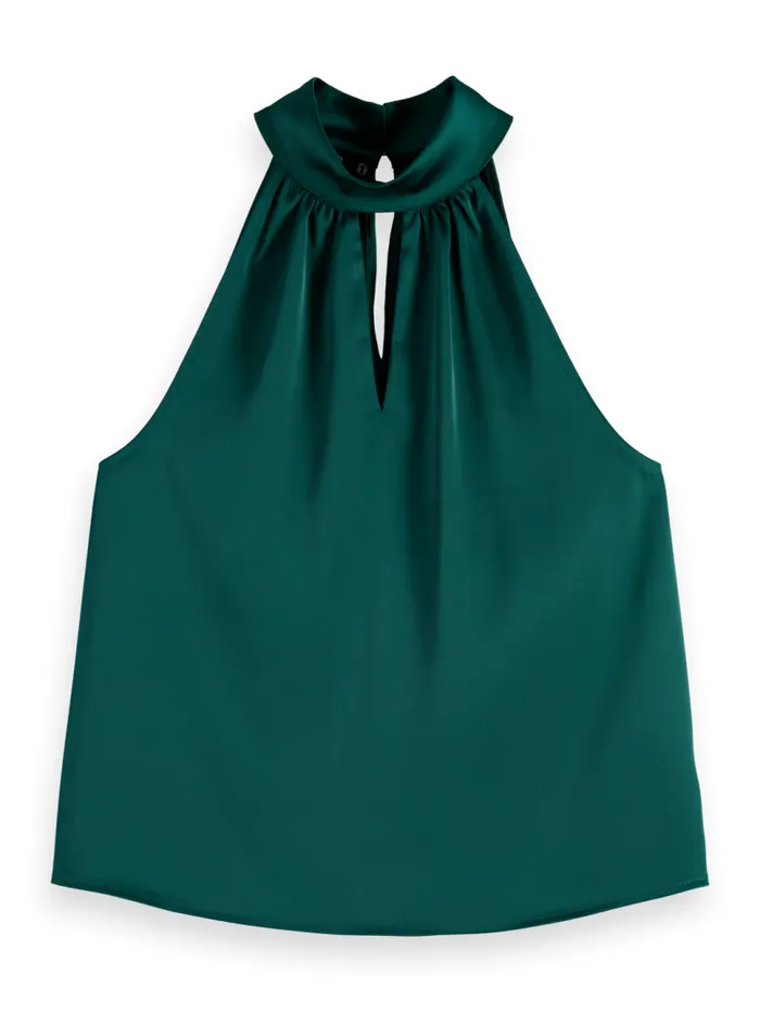 HALTER TOP WITH BOW DETAIL Cypress Green Women Scotch and Soda Tops and TShirts